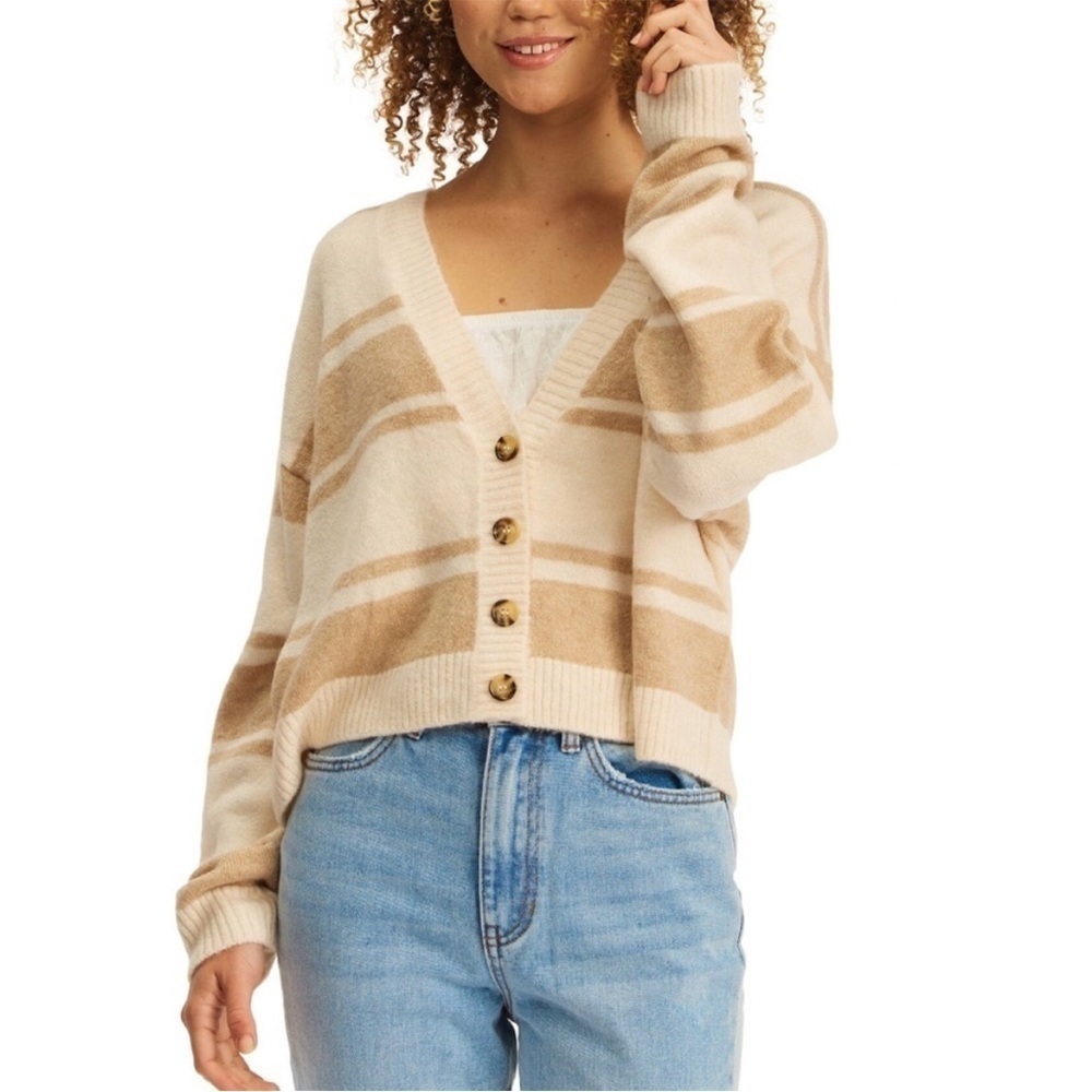 NWT Billabong Sunrise Stripe Button Front Long Sleeve Cardigan Sweater